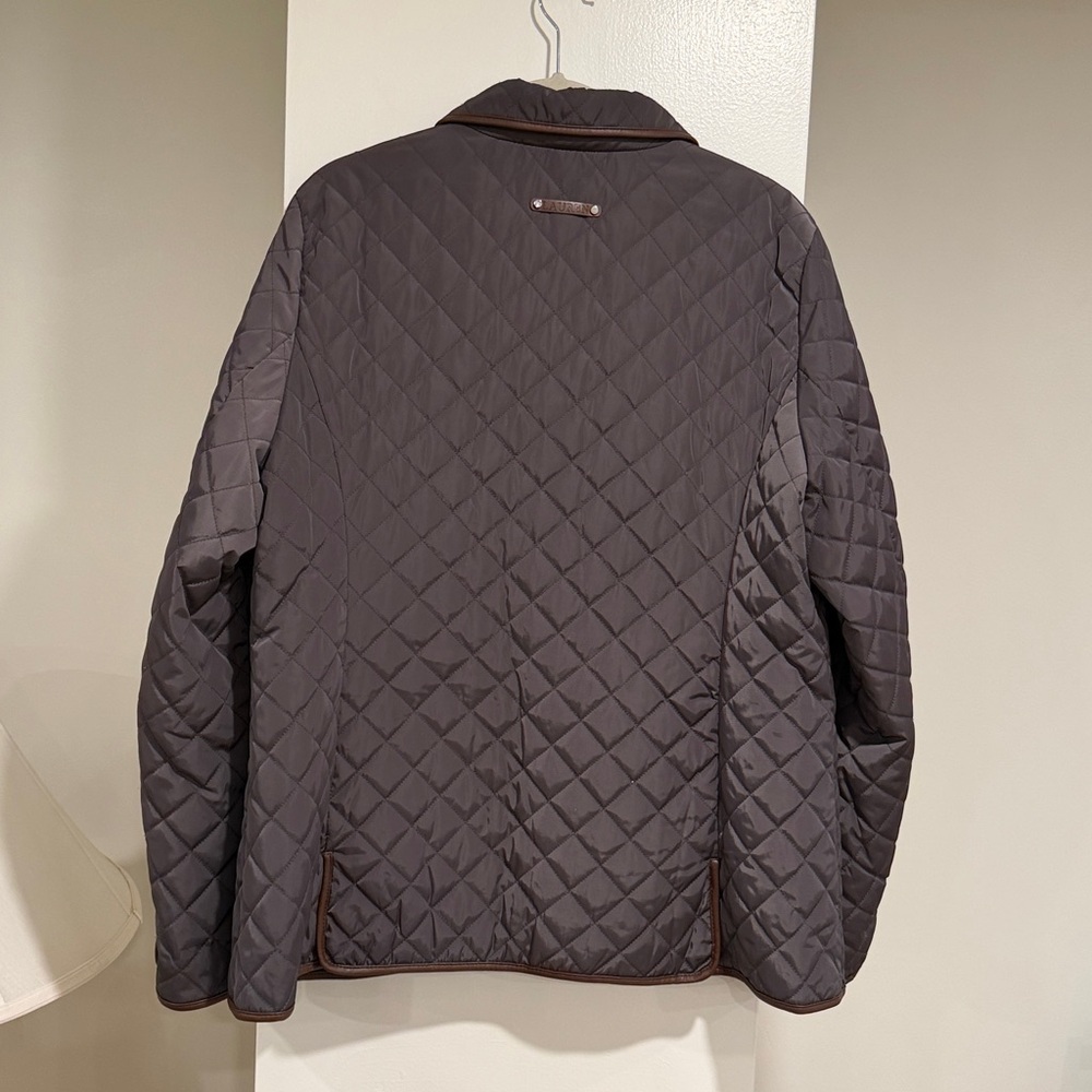 Lauren Ralph Lauren Quilted Field Jacket Size XL chocolate Brown Snap Front Coat - Picture 5 of 9